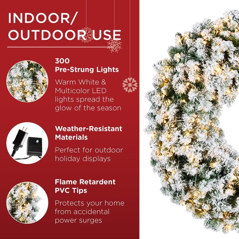 Fir Christmas Wreath Decoration With 2-in-1 LED Lights