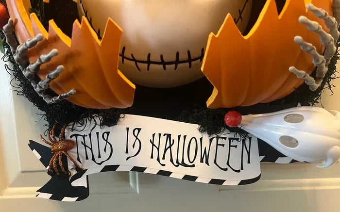 💀Nightmare Pumpkin Wreath - Halloween Door Decor🎃