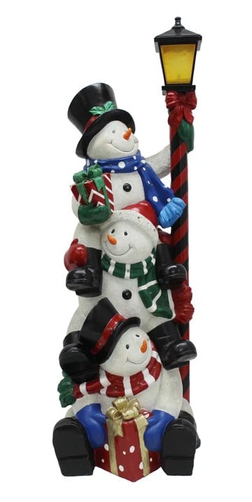 ☃️Stacking Snowman Lamp Post With 50 LEDs