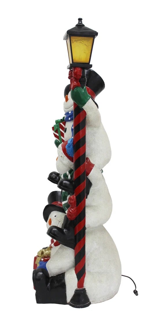 ☃️Stacking Snowman Lamp Post With 50 LEDs
