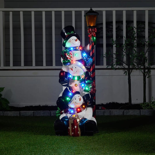 ☃️Stacking Snowman Lamp Post With 50 LEDs