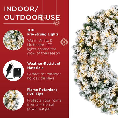 Fir Christmas Wreath Decoration With 2-in-1 LED Lights