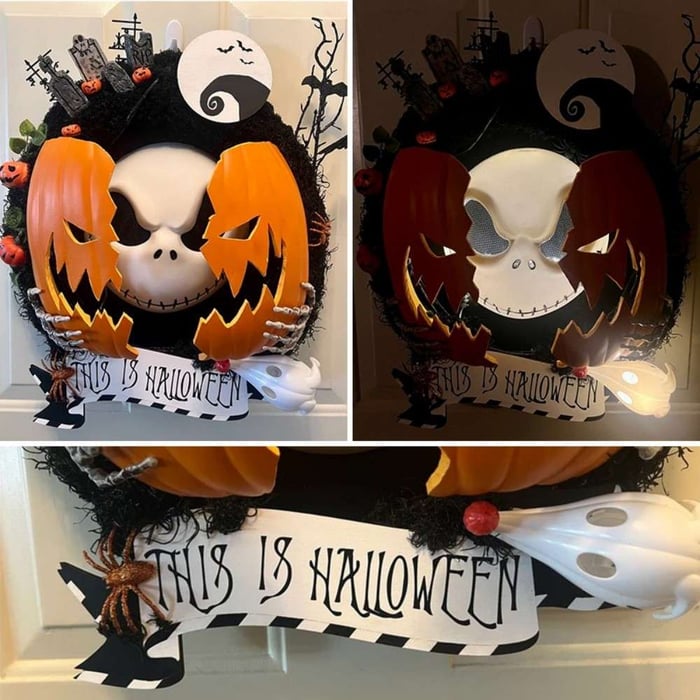 💀Nightmare Pumpkin Wreath - Halloween Door Decor🎃