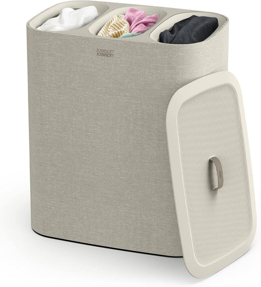 Laundry basket with lid, 3 removable laundry bags, and handle