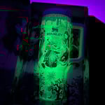 🔥40oz Glow in the Dark Stainless Steel Tumbler with Handle, Double Wall Insulated Travel Mug with Lid & Straw, Gothic Glitter Rim Cup for Hot & Cold Drinks