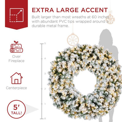 Fir Christmas Wreath Decoration With 2-in-1 LED Lights