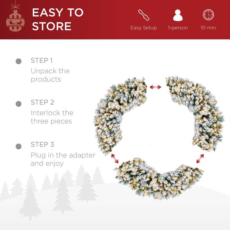 Fir Christmas Wreath Decoration With 2-in-1 LED Lights